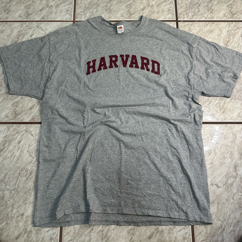 Vintage Fruit of the Loom Harvard Grey T-Shirt Size 2XL